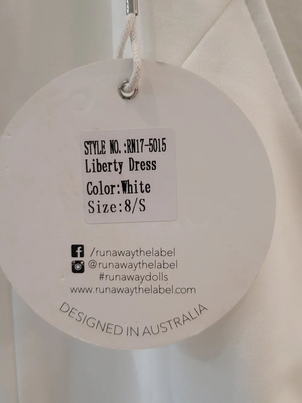 One-Shoulder White Mini Dress with Neck Tie Detail Size S/4